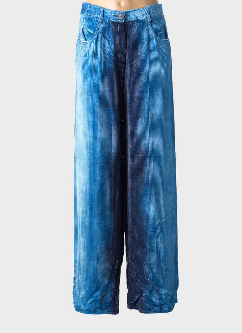 Pantalon large fermeture zippée sous rabat boutonné taille normale bleu FORTE-FORTE femme