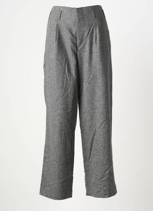 Pantalon large fermeture zippée sous rabat avec crochet taille normale gris BELLE PIÈCE femme