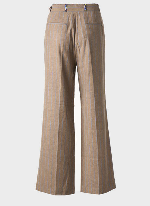 Pantalon large fermeture zippée sous rabat avec crochet taille normale marron MALIPARMI femme