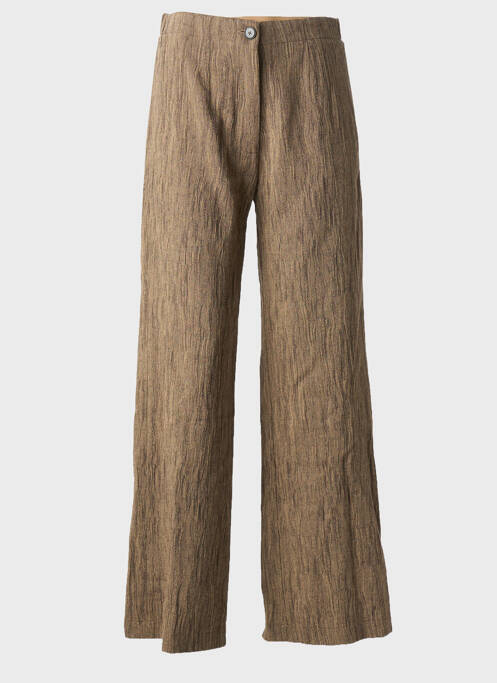 Pantalon large fermeture zippée sous rabat boutonné taille normale marron POMANDERE femme