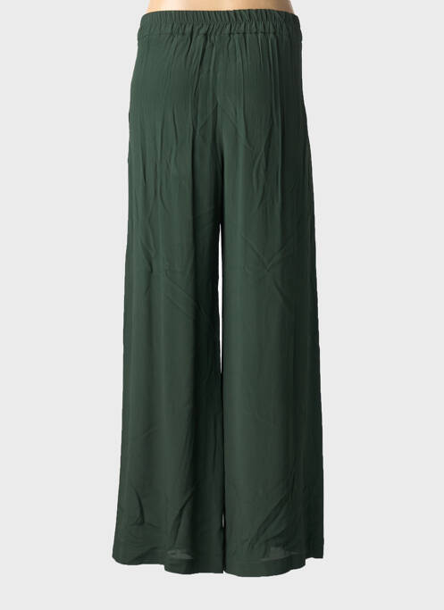 Pantalon large tissage popeline taille haute vert MOMONI femme
