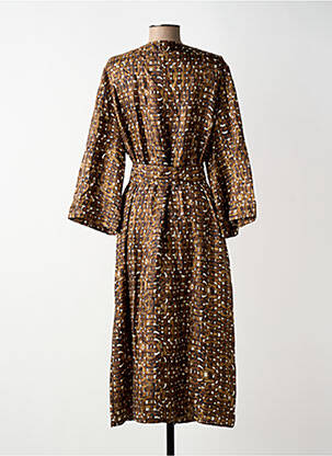 Robe mi-longue imprimé fantaisie manches longues marron SOEUR femme
