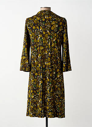 Robe mi-longue imprimé fantaisie manches longues vert SIYU femme