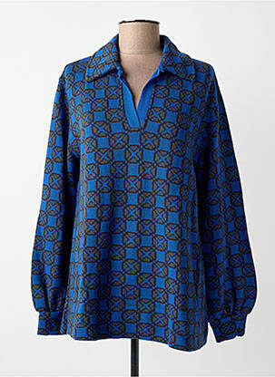 Pull coupe droite manches longues bleu SIYU femme