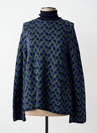 Pull col roulé coupe droite manches longues bleu SIYU femme