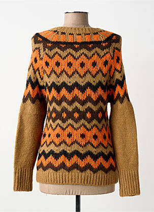 Pull coupe cintrée manches longues marron MAISON HOTEL femme