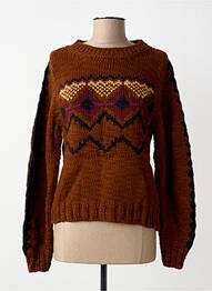 Pull coupe cintrée manches longues marron MAISON HOTEL femme