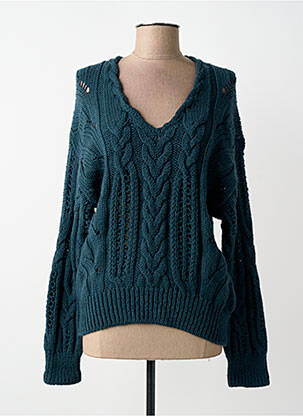 Pull coupe cintrée manches longues vert POMANDERE femme
