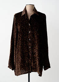 Chemisier imprimé fantaisie manches longues marron SIYU femme