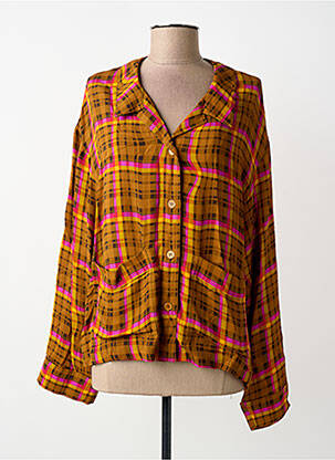 Chemisier tissage crêpe manches longues orange ATTIC AND BARN femme