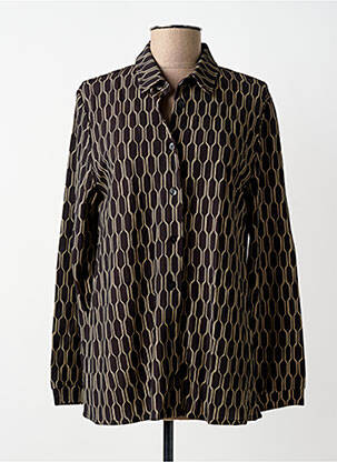 Chemisier tissage crêpe manches longues marron SIYU femme