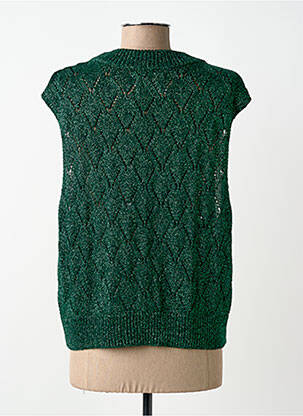 Pull coupe droite manches courtes vert LEON & HARPER femme
