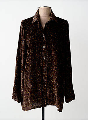 Chemisier imprimé fantaisie manches longues marron SIYU femme