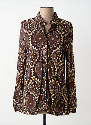 Chemisier coupe cintrée manches longues marron SIYU femme