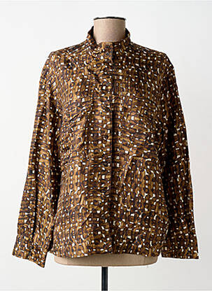 Chemisier coupe droite manches longues marron SOEUR femme