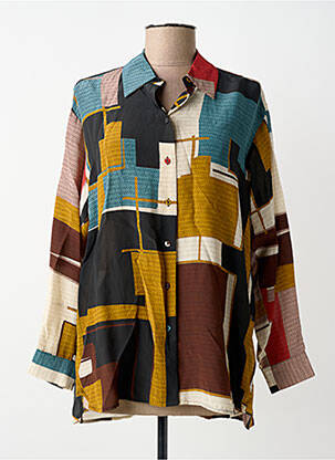 Chemisier imprimé fantaisie manches longues noir ATTIC AND BARN femme