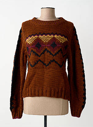 Pull coupe cintrée manches longues marron MAISON HOTEL femme