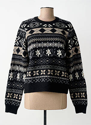 Pull col rond manches longues noir SKALL STUDIO femme