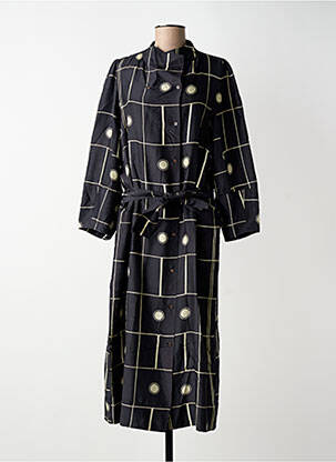 Robe mi-longue imprimé fantaisie manches longues noir SOEUR femme