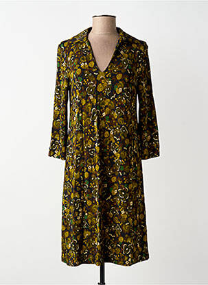 Robe mi-longue imprimé fantaisie manches longues vert SIYU femme