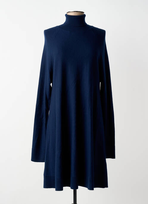 Robe pull coupe droite manches longues bleu LAURENCE BRAS femme