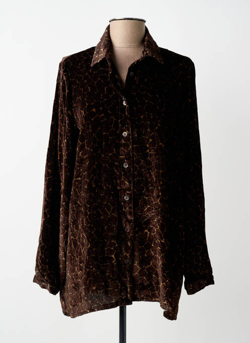 Chemisier imprimé fantaisie manches longues marron SIYU femme