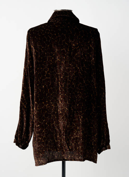 Chemisier imprimé fantaisie manches longues marron SIYU femme