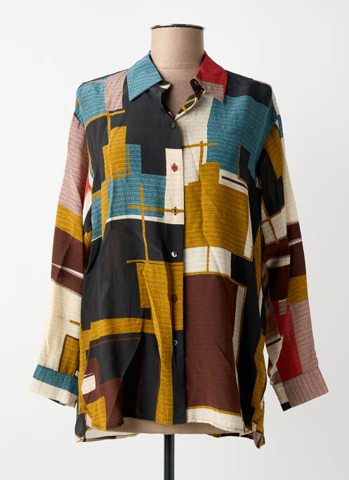 Chemisier imprimé fantaisie manches longues noir ATTIC AND BARN femme