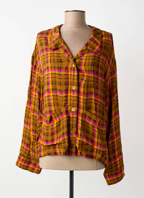 Chemisier tissage crêpe manches longues orange ATTIC AND BARN femme