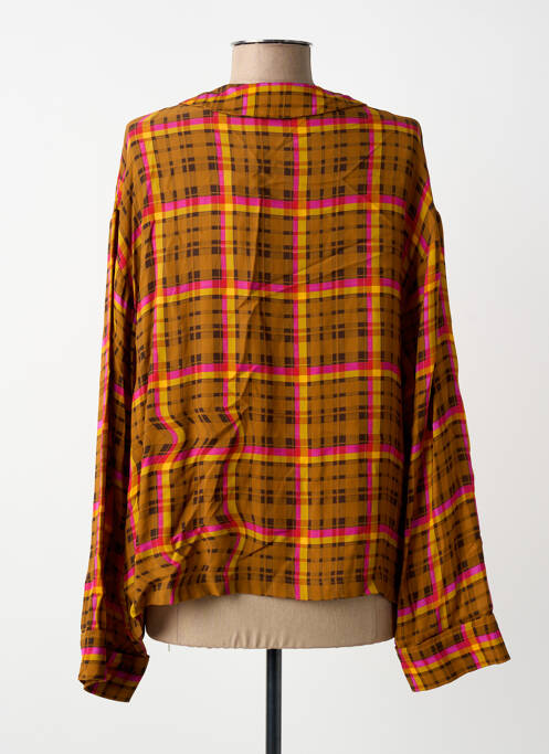 Chemisier tissage crêpe manches longues orange ATTIC AND BARN femme