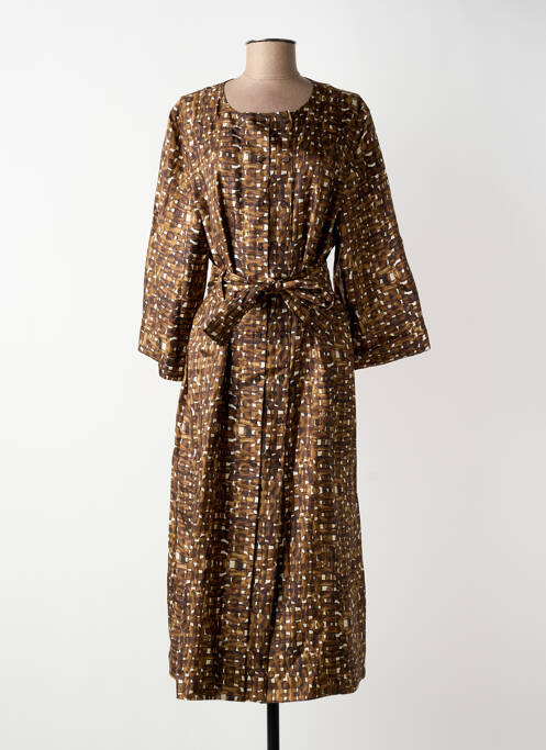 Robe mi-longue imprimé fantaisie manches longues marron SOEUR femme