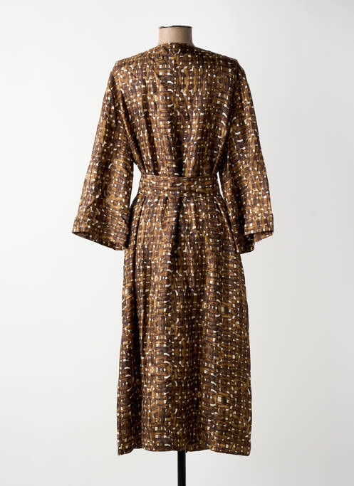 Robe mi-longue imprimé fantaisie manches longues marron SOEUR femme