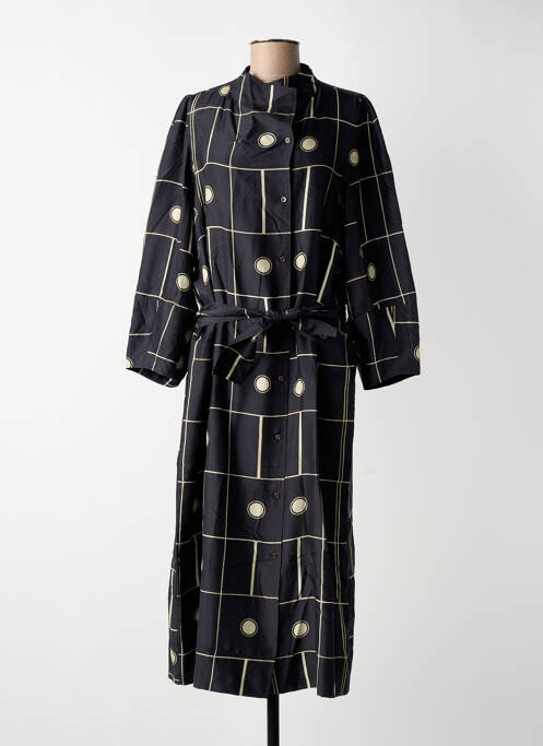 Robe mi-longue imprimé fantaisie manches longues noir SOEUR femme