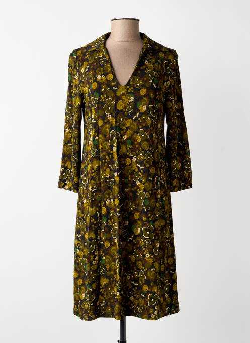 Robe mi-longue imprimé fantaisie manches longues vert SIYU femme