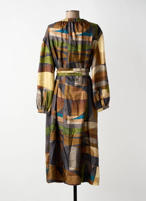 Robe mi-longue imprimé fantaisie manches longues vert SOEUR femme