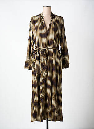 Robe longue imprimé fantaisie manches longues marron DIEGA femme