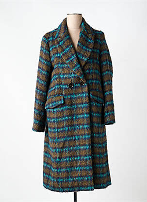 Manteau long coupe droite sans capuche bleu ROSSO 35 femme