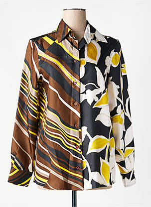 Chemisier imprimé fantaisie manches longues marron MALIPARMI femme