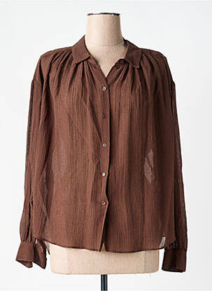 Chemisier coupe droite manches longues marron MASSCOB femme