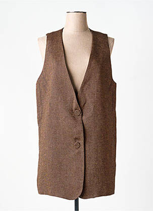 Gilet sans manche fermeture boutonnée sur le devant marron ATTIC AND BARN femme