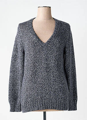 Pull col v manches longues gris GRAN SASSO femme