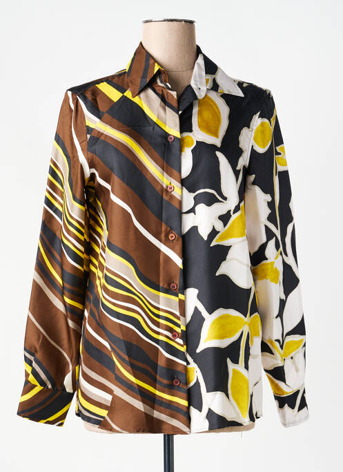 Chemisier imprimé fantaisie manches longues marron MALIPARMI femme