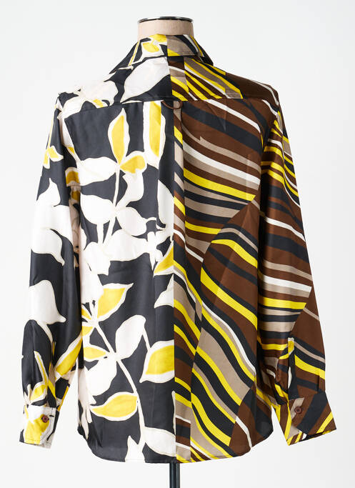 Chemisier imprimé fantaisie manches longues marron MALIPARMI femme