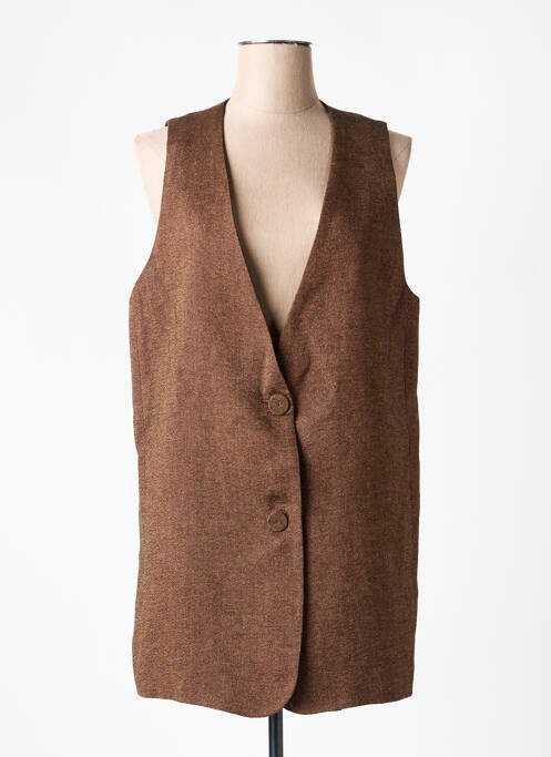 Gilet sans manche fermeture boutonnée sur le devant marron ATTIC AND BARN femme