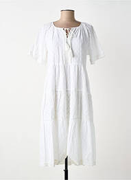 Robe mi-longue manches courtes manches courtes blanc ORIENTIQUE NATURALLY femme
