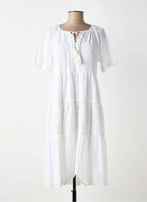 Robe mi-longue manches courtes manches courtes blanc ORIENTIQUE NATURALLY femme