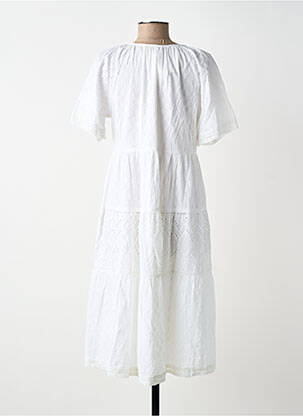 Robe mi-longue manches courtes manches courtes blanc ORIENTIQUE NATURALLY femme
