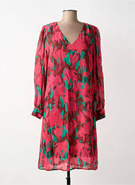 Robe mi-longue imprimé fantaisie manches longues rouge MADE IN SENS femme