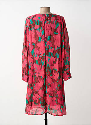 Robe mi-longue imprimé fantaisie manches longues rouge MADE IN SENS femme