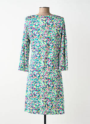 Robe mi-longue imprimé fantaisie manches longues vert SURKANA femme